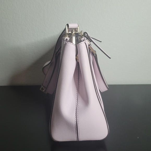 KATE SPADE NEW YORK Newbury Lane Small Pink Loden Leather Satchel Crossbody - Picture 3 of 13